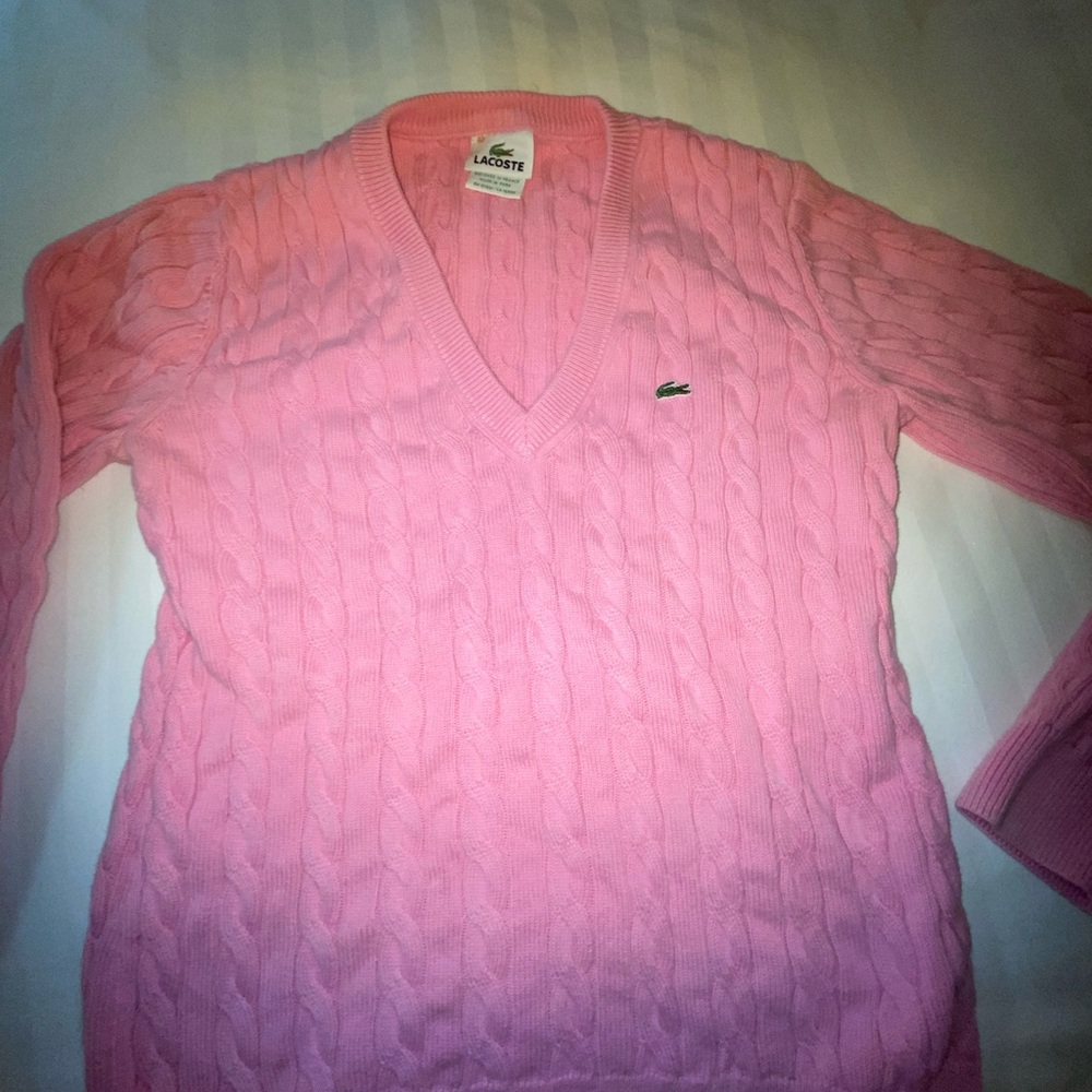 Lacoste Women's Pink Cable Knit Sweater  40